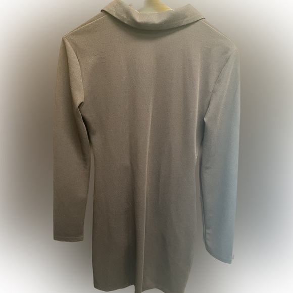 ZARA Sheska Black Stretch Dress Shirred Button Front V-neck Classic Longsleeve M - Picture 8 of 16